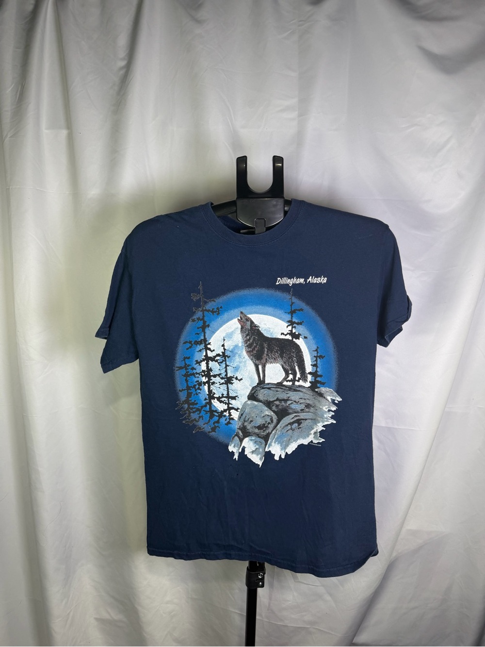 Gildan Navy Wolf Graphic Tee - Dillingham, Alaska